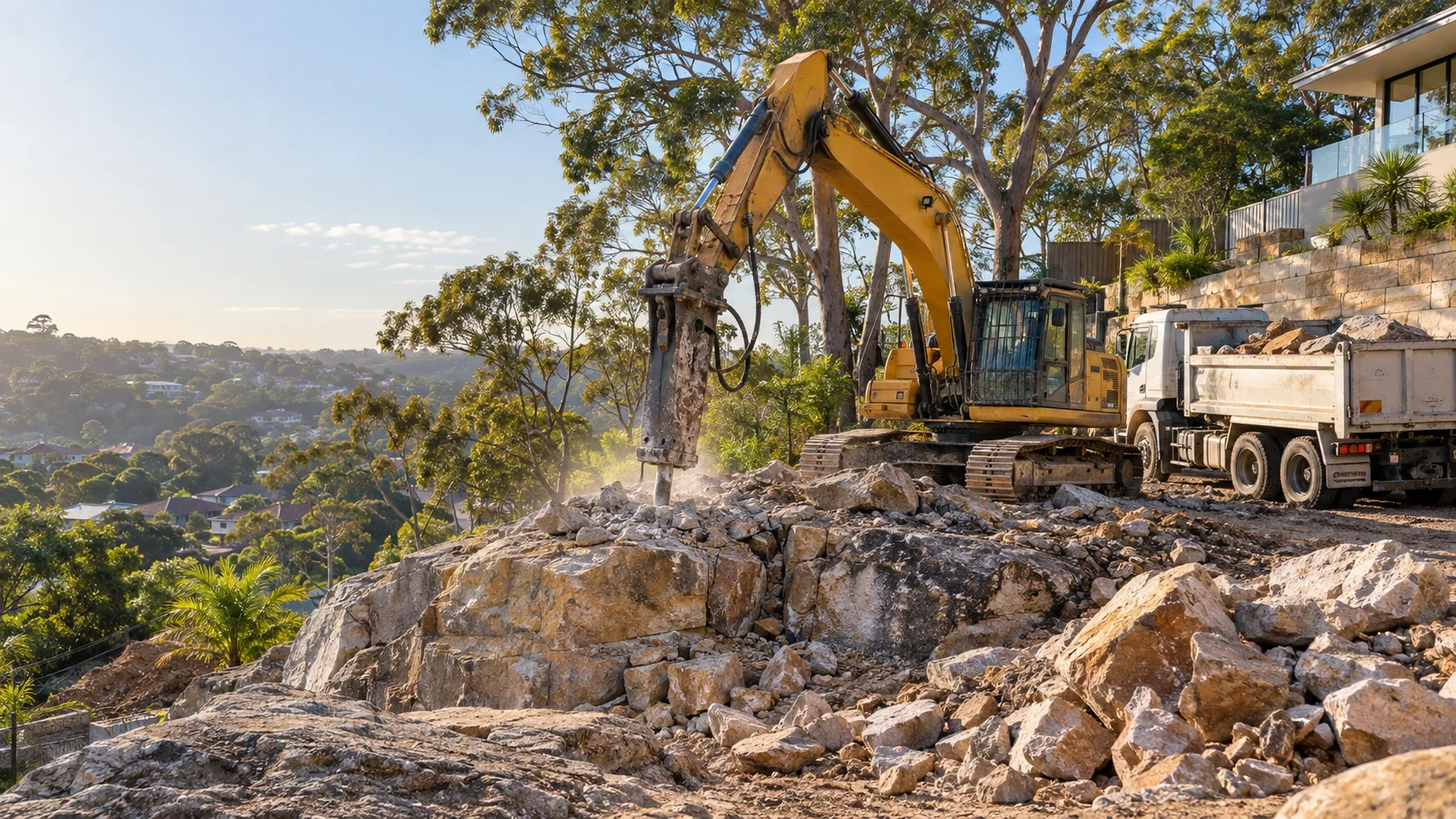 Illustration of rock breaking / rock removal works