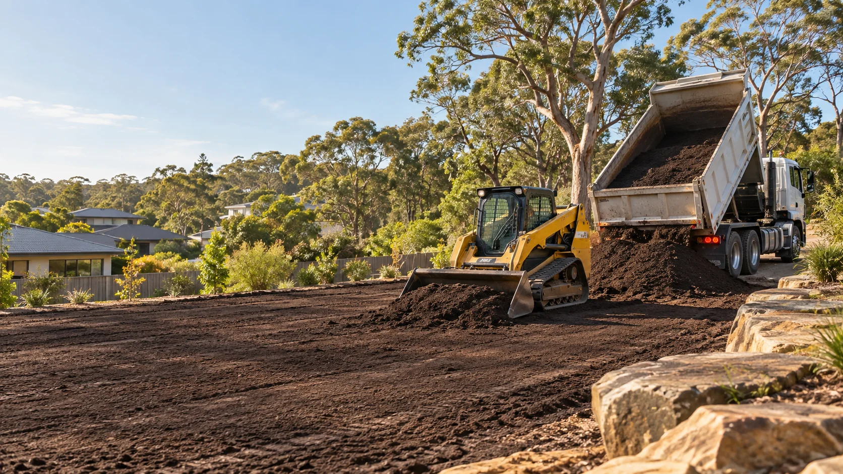 Illustration of topsoil supply and spreading works